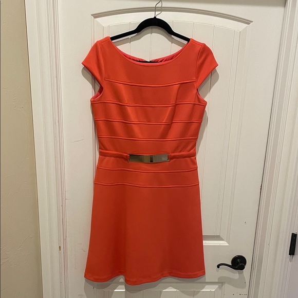 Sandra Darren Vibrant Orange Mini Dress - Picture 1 of 3